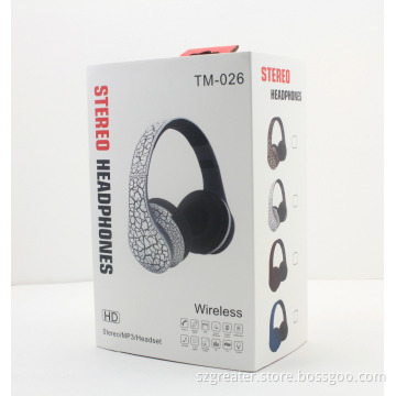 bluetooth wireless headset stereo headphone with good painting bluetooth speaker TF radio Mp3